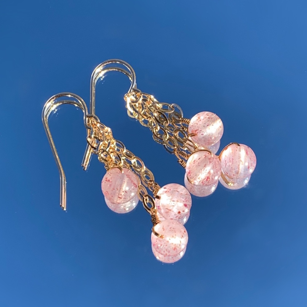 strawberry quartz grape earrings
